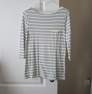 GAP Factory Lime Green and Navy Striped Long Sleeve Tee